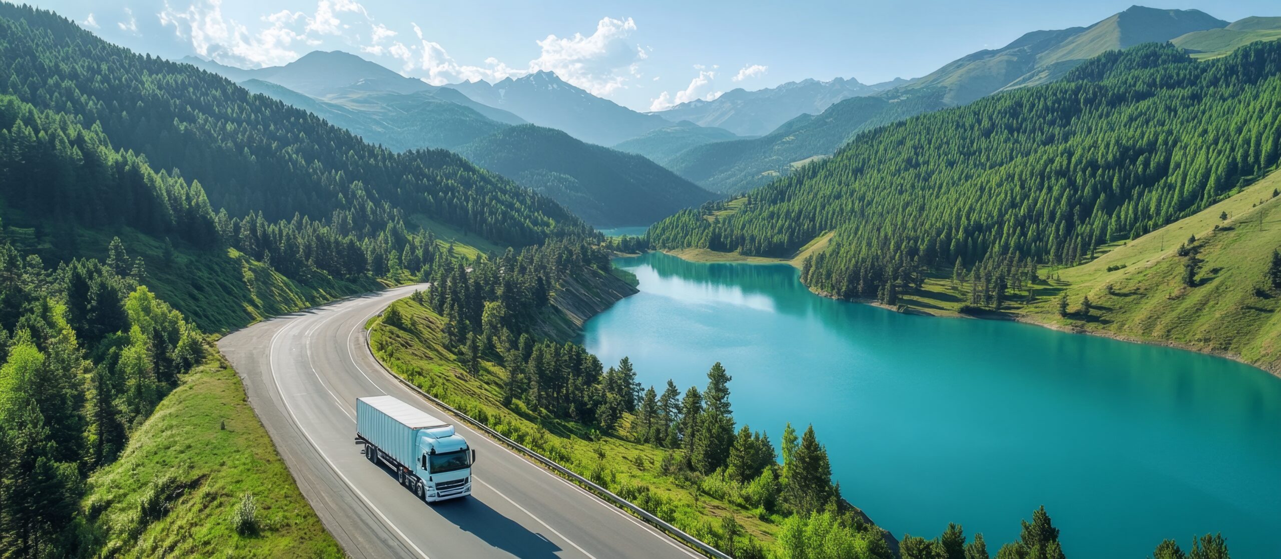 Scenic Mountain Road with Truck